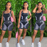 Print Vest Shorts Casual Sports Two Piece Set GLF 21031
