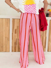 Stripe Print Loose Casual Pants YWXS K25L758