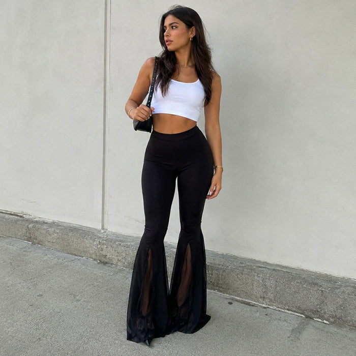 Lace Patchwork See Through Flare Pants GPKJ MR51689