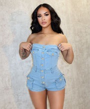 Fashion Denim Tube Tops Romper BGN 362