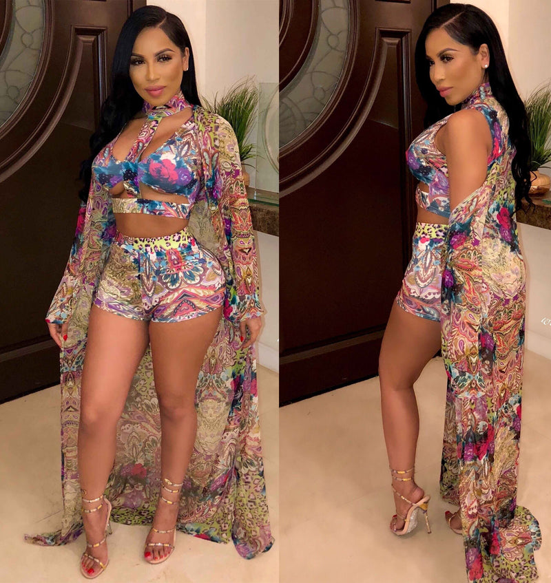 Sexy Printed Bikinis 3 Pieces Swimsuits OD 68233