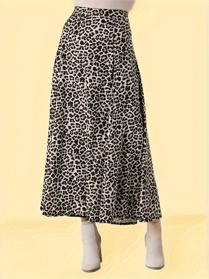 Plus Size Casual Loose Leopard Print Half body Skirt GAWE 6304