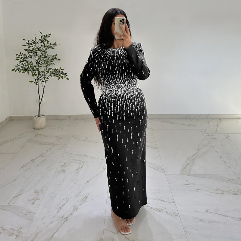 Hot Diamond Long Sleeve Maxi Dress BY 7767