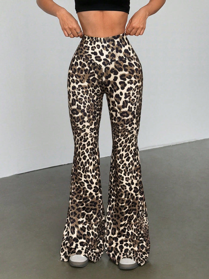 Leopard Print Casual Flare Pants GYXN 73389