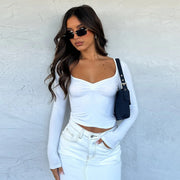 Solid Color Long Sleeve T Shirt GWSD T1992792