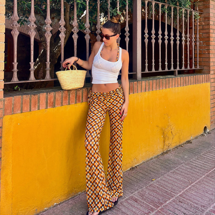 Floral Print Lace Up Pants GPKJ MR50203