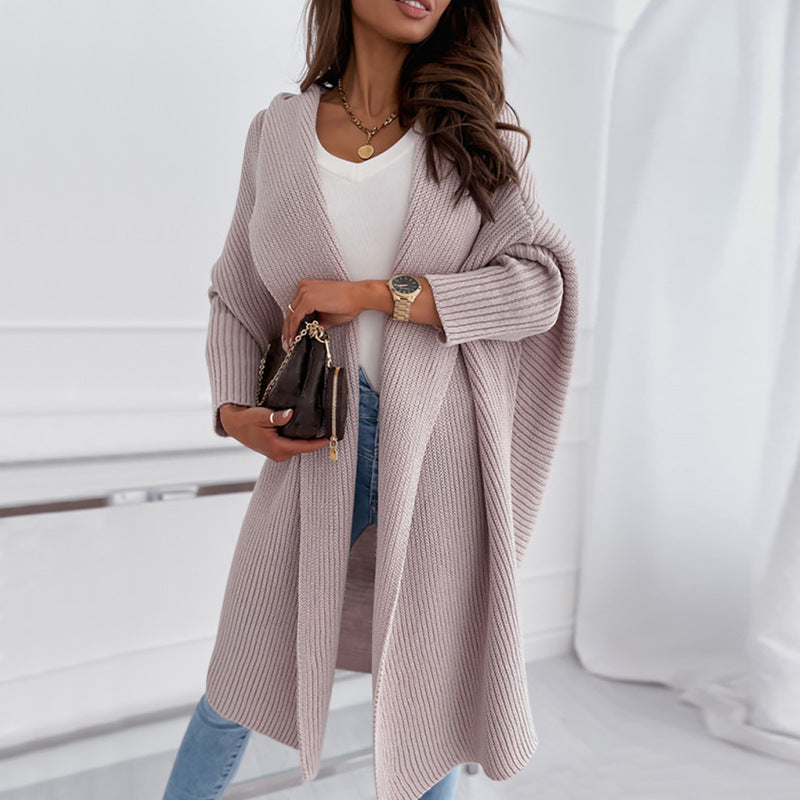 Drop Shoulder Long Sleeve Cardigan Long Sweater Coat GDAM 7191