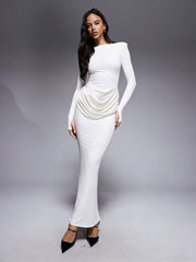 Long Sleeve Ruched Maxi Dress GADE 10232