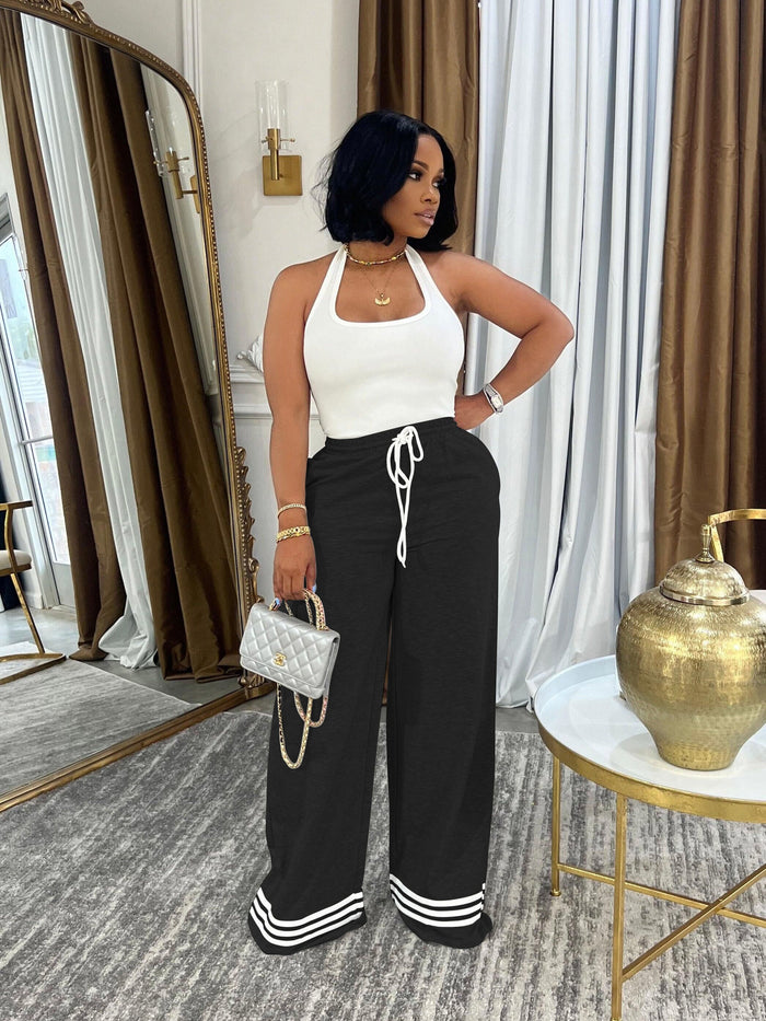 Solid Color Drawstring Tie Pants BS 1368