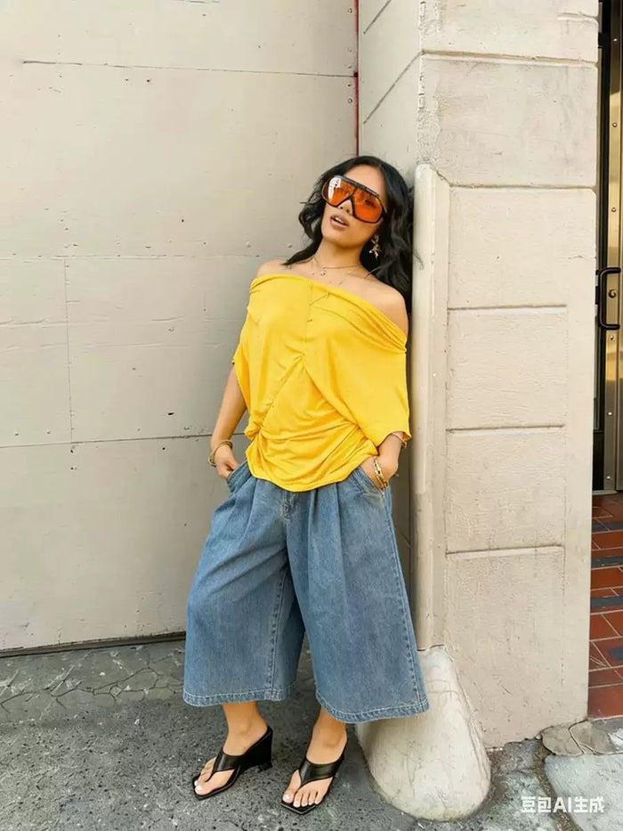Casual Loose Wide Leg Jeans YMEF 59075