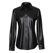PU Leather Long Sleeve Shirt Jacket Coat GPBY 811