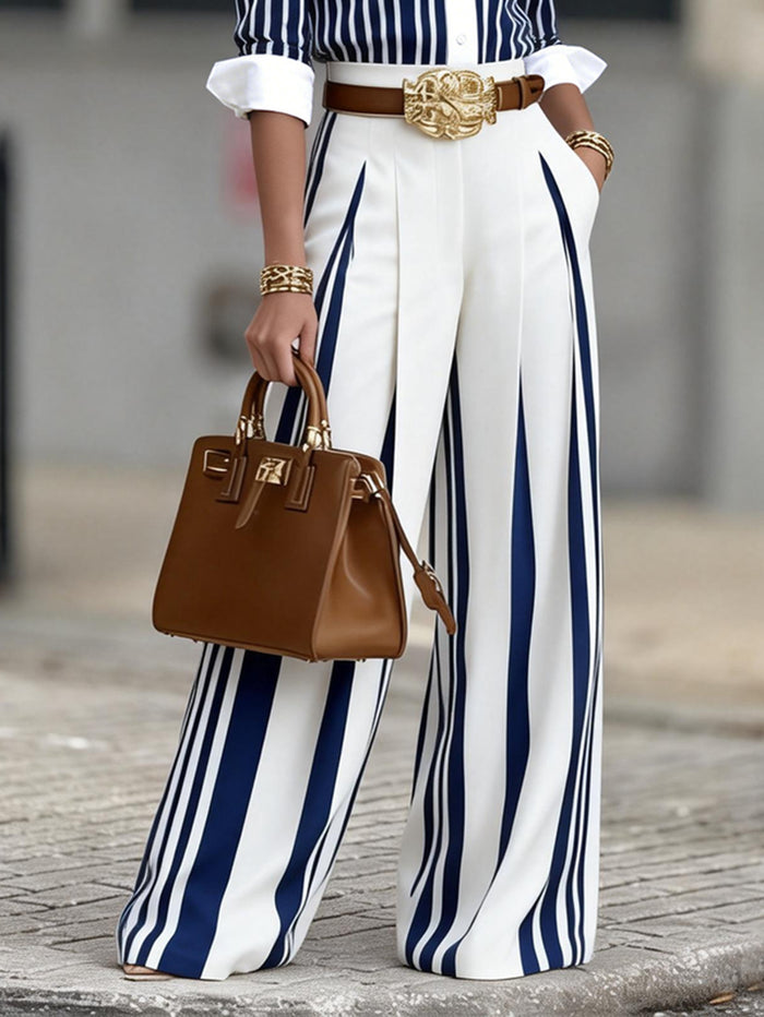 Color Block Press Pleated Pants SH 391557