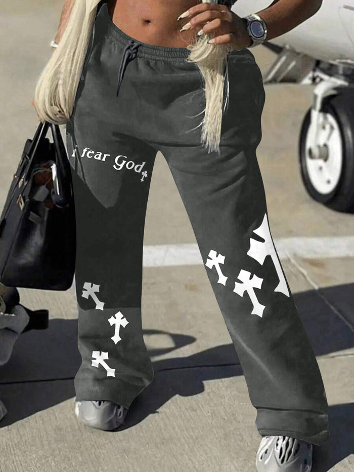 Plus Size Sport Print Casual Loose Pants GDNF N8883i149