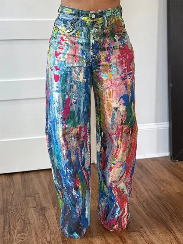 Fashion Painted Loose Pants OLYF 6187