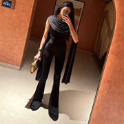 Mesh Sleeveless Ribbon Slim Jumpsuit GYME K25Q90612