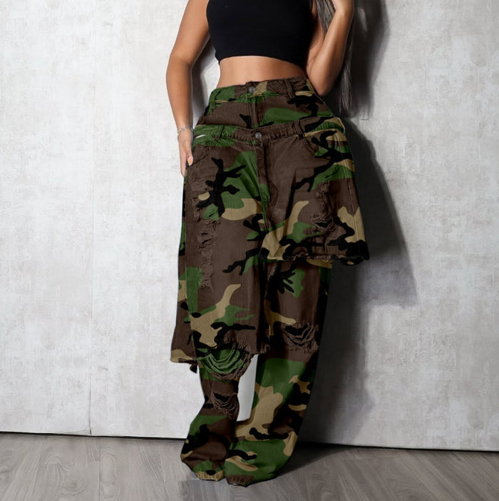 Camouflage Print Straight Jeans LSD 25251