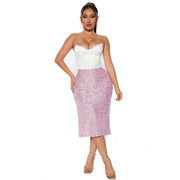 Solid Color Sequin Half Body Skirt GYOM 8886