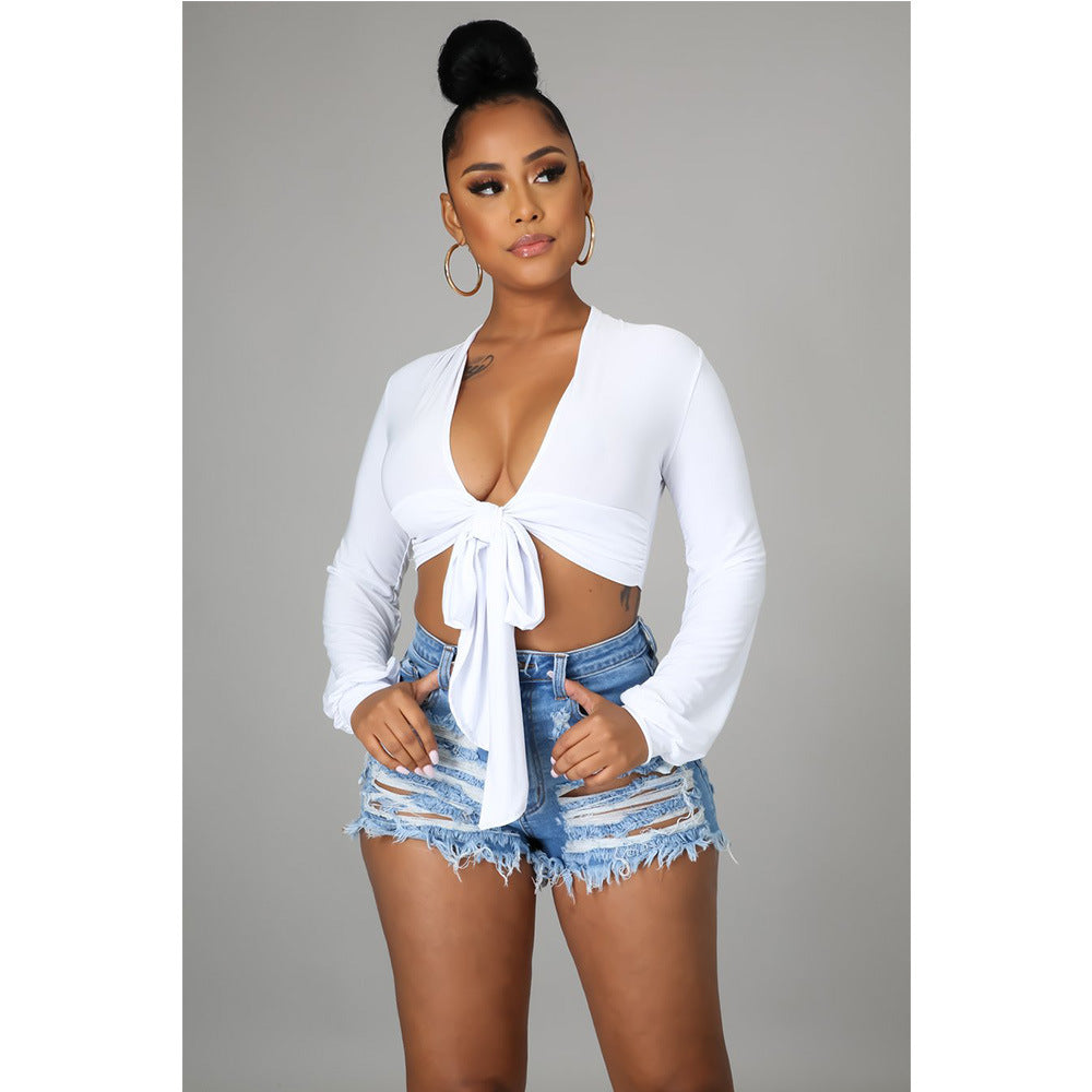 Denim Ripped Hole Jeans Mini Shorts GCNF 0131b