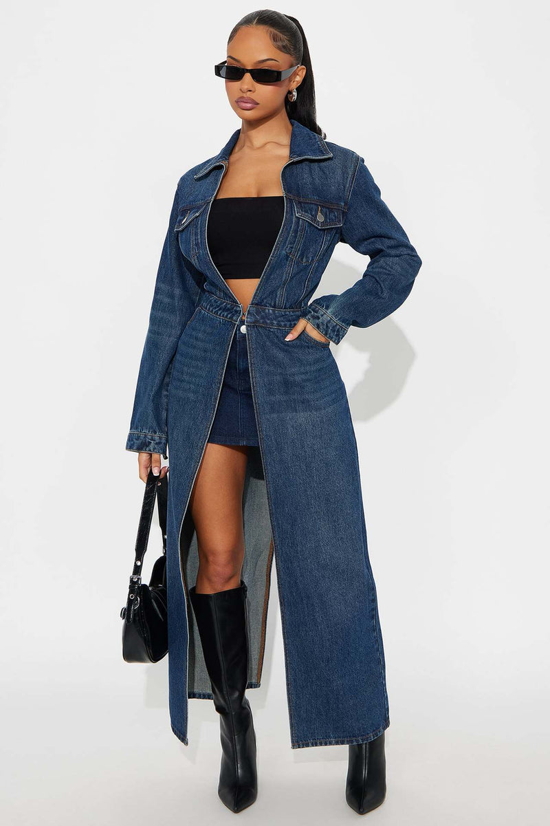 Long Sleeve Cardigan Denim Long Coats LX 8601