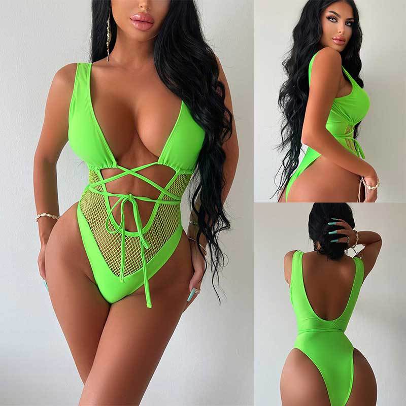 Mesh Patchwork Tie Up One