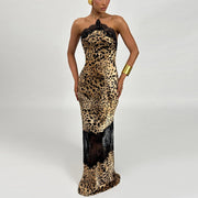 Sleeveless Patchwork Mesh Maxi Dress GYME K6D15666A