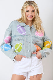 Long Sleeve Print Denim Jacket GMYT 309