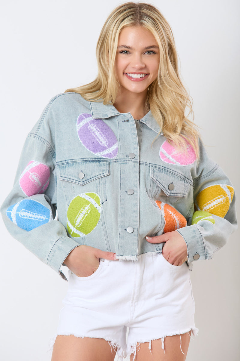 Long Sleeve Print Denim Jacket GMYT 309