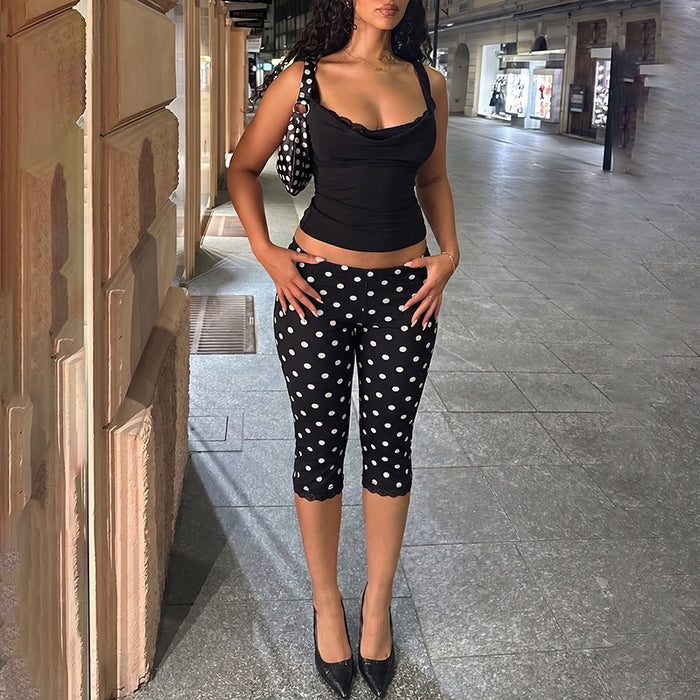Polka Dot Print Seventh Pants LJSF P6421566X
