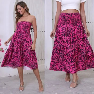 Print Big Swing Half Body Skirt XCFF 910
