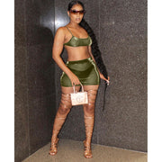Mesh See Through Sling Top And Skirts Two Piece Set JZHF 8030