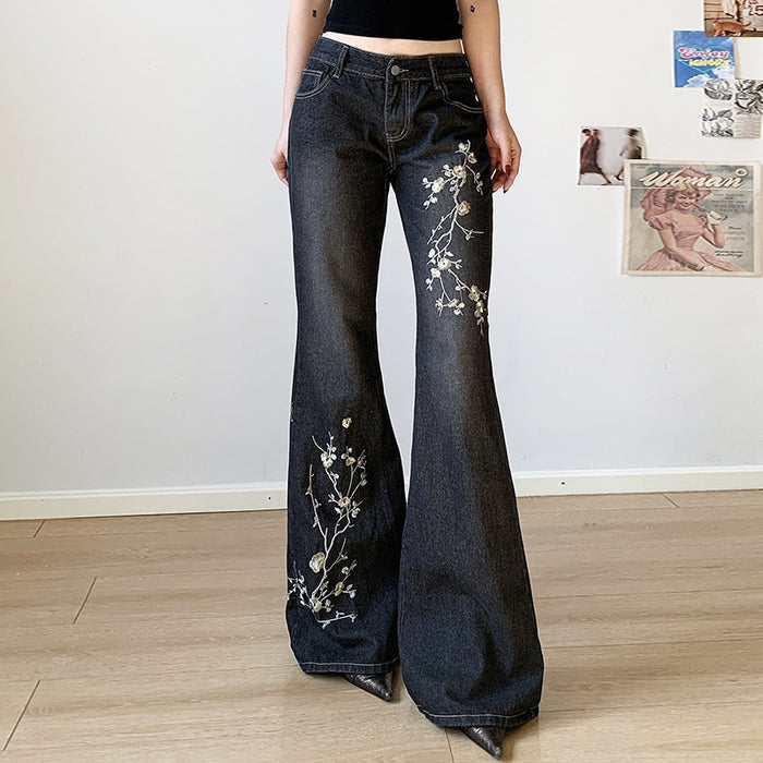 Retro Embroidery Flare Jeans GQLF 26899