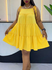Plus Size Solid Color Loose Mini Dress HNIF DJP002