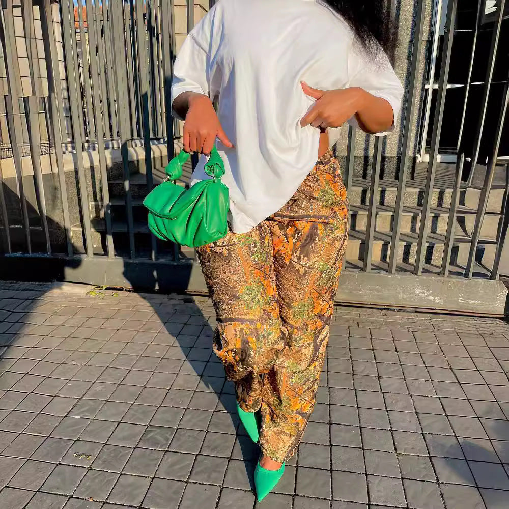 Casual Print Straight Pants QOUY M6018