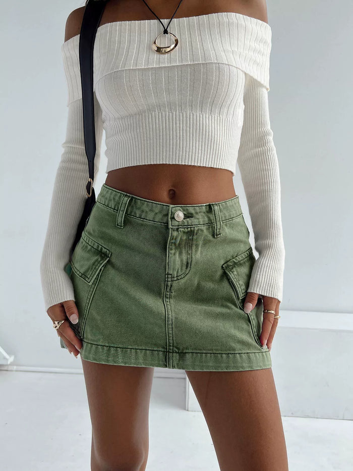 Fashion Washed Denim MIni Skirts GSMF 32013225