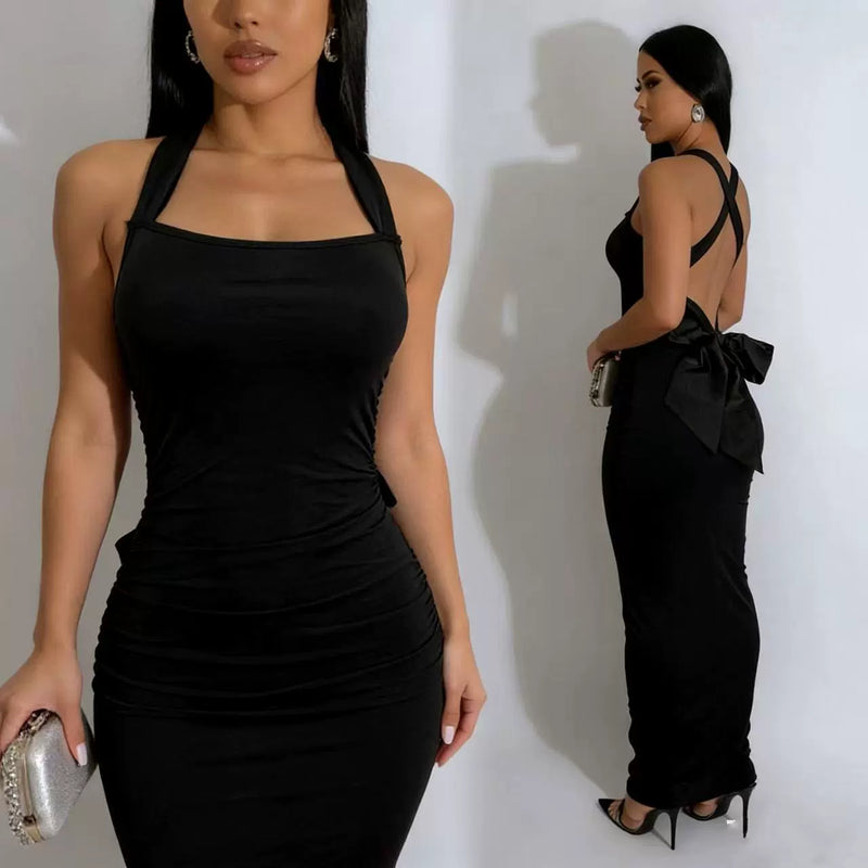 Sexy Backless Bow Maxi Dress GADE 9801