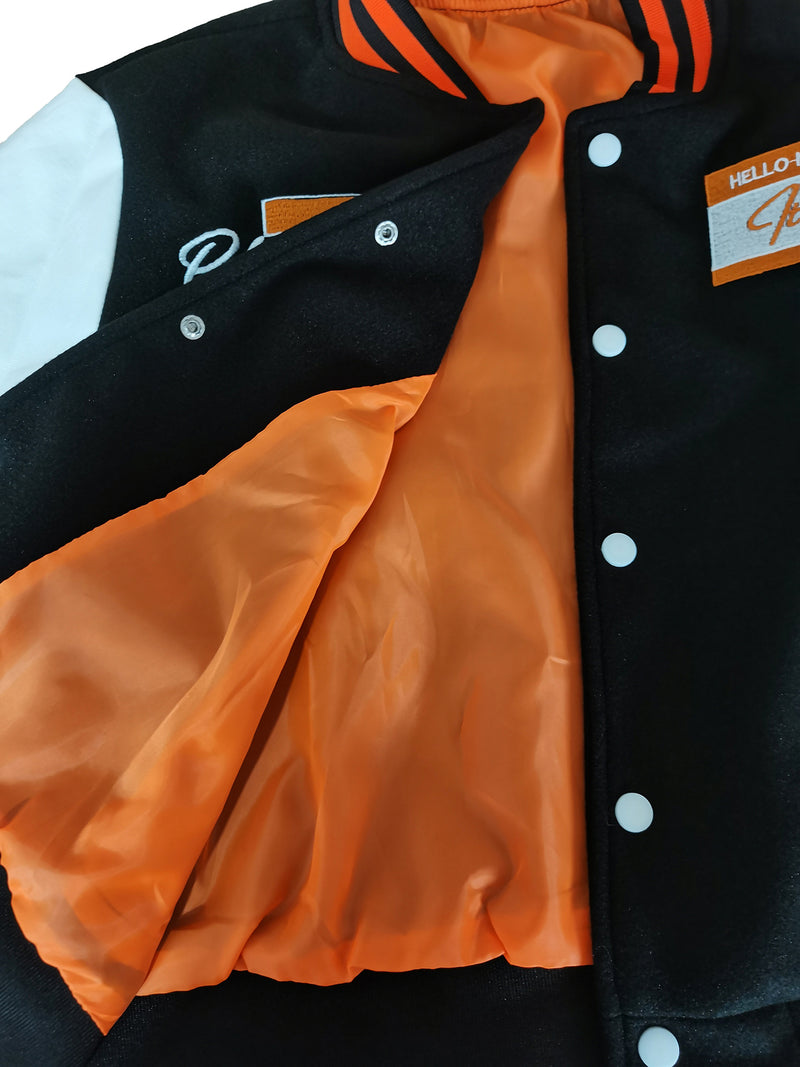 Thickened Embroidered Color Block Baseball Jacket CM 001