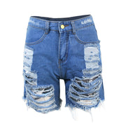 Plus Size Denim Ripped Hole Jeans Shorts MUE 2841