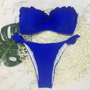 Sexy Pleated Bandeau Bikini Two Piece Sets CASF 8753