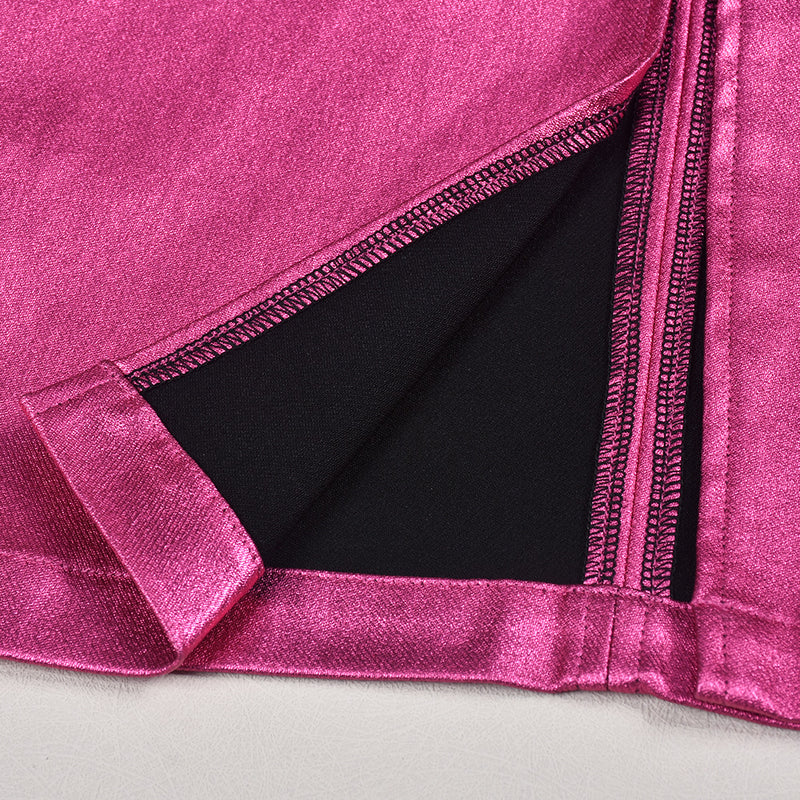 Patchwork Split PU Leather Half body Skirt GNZD 7662SG
