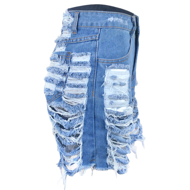 Plus Size Denim Ripped Hole Jeans Shorts MUE 2841
