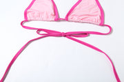Color Block Tie Up Bikinis Two Piece Short Set DLSF K25S63780