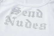 Letter Hot Drill U Neck Tank Tops BLG T1C7520K