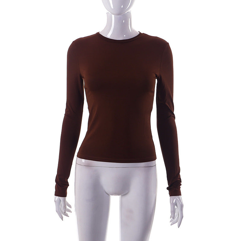 Solid Long Sleeve O Neck T Shirt GSZM M22TP636