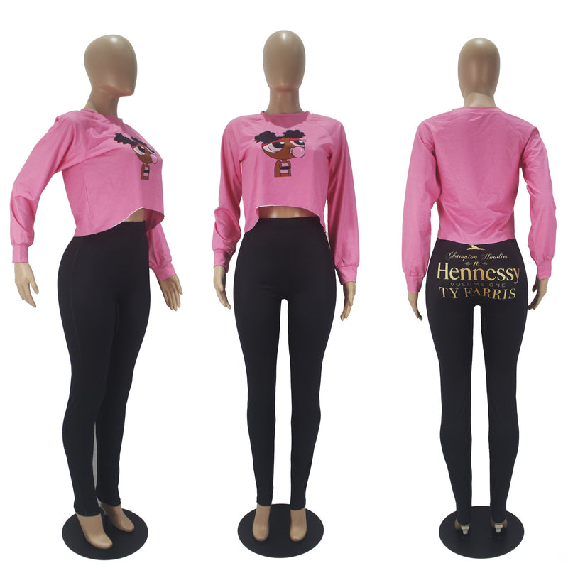 Casual Printed O Neck Long Sleeve Sweatshirt SHD 9439
