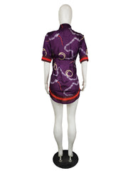 Plus Size Fashion Slim Print Short Sleeve Shirt LS 0341