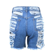 Plus Size Denim Ripped Hole Jeans Shorts MUE 2841