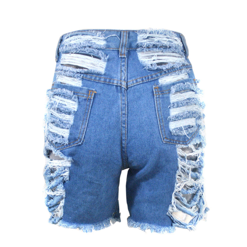 Plus Size Denim Ripped Hole Jeans Shorts MUE 2841