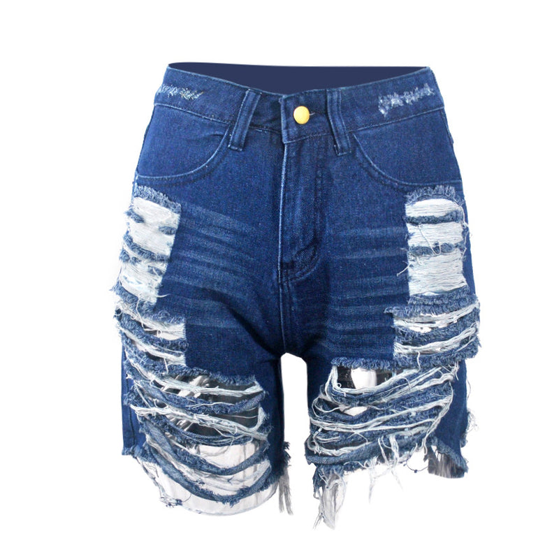 Plus Size Denim Ripped Hole Jeans Shorts MUE 2841