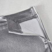 Patchwork Split PU Leather Half body Skirt GFRT 7662