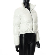 Solid PU Leather Stand up Collar Cotton Jacket GSZM A20666T